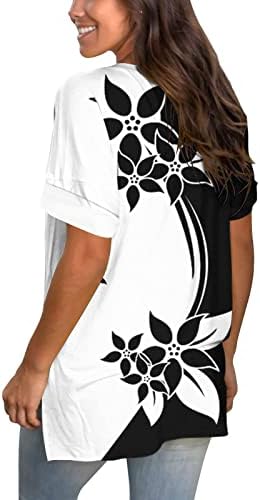 Ženska majica kratkih rukava veličine plus majica za vježbanje s izrezom u obliku slova A i osnovnim printom ljetna svečana