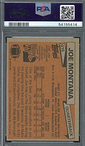 Joe Montana 1981 Topps Football Rookie Card 216 Ocjenjivani PSA 5