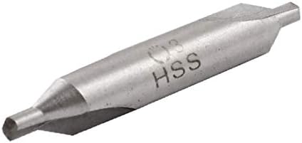 X-DREE 3 mm x 8 mm x 50 mm dvostruko završeno HSS, a središnji dijelovi za bušenje tipa sivi (punte da centro tipo hss a