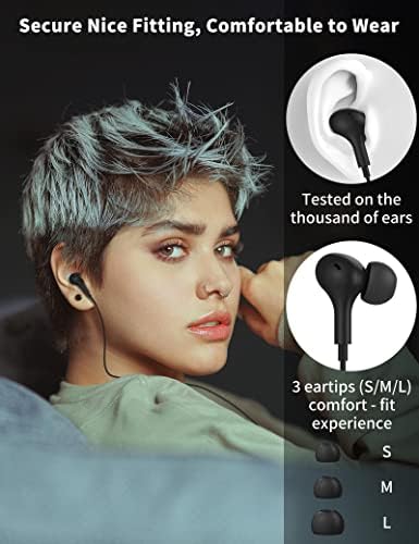 Ožičeni uši s mikrofonom, Titacute 3,5 mm priključni telefon Magnetske slušalice stereo slušalice Stereo Clear Audio za iPhone