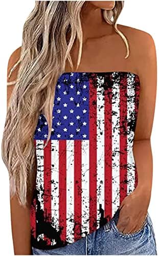 Ženske američke zastave vrhovi 4. srpnja, bez rukava/kratka rukava, majica za ispis u kratkom rukavu casual neovisnost Dan