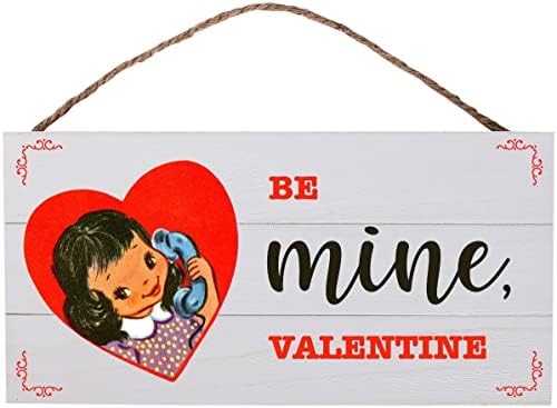 GSM Brandovi znak za Valentinovo za dekor doma - budite mine Valentine Vintage Graphic Wooden Plank znak