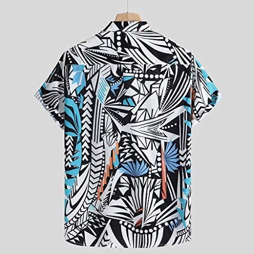 F_gotalna košulja za muške, muški kratki rukavi havajski print majica s plažom velika i visoka vitka fit casual ljetnih majica