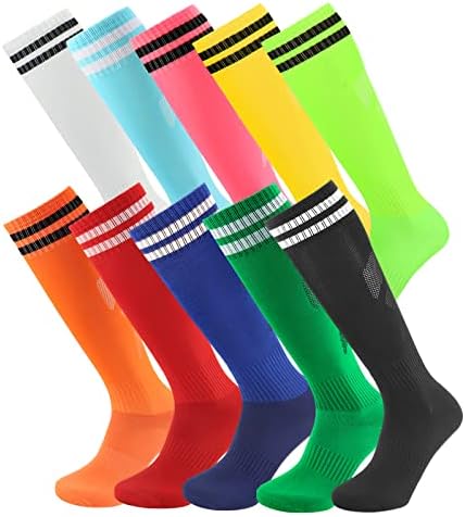 Muške nogometne čarape, 10 pari ženskih nogometnih čarapa do koljena, prugaste sportske nogometne čarape sa supinatorom