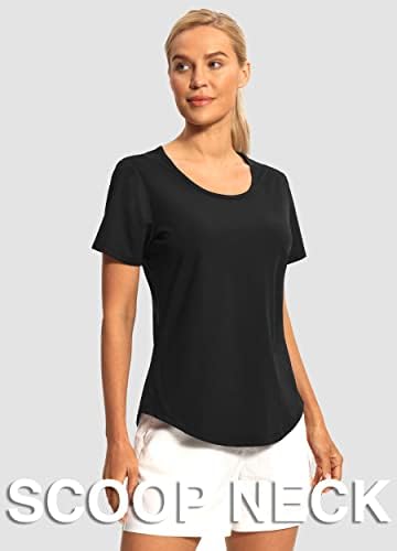 Hiverlay košulje za vježbu za žene kratke rukave vrhovi vrata atletski brza suha majice u teretani joga trčanje majice