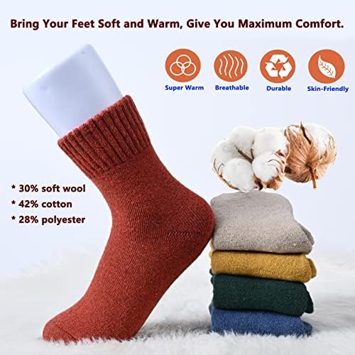 5 pari zimskih ženskih vunenih čarapa-tople debele pletene mekane udobne čarape za čamce Božićni poklon čarape za žene Vintage