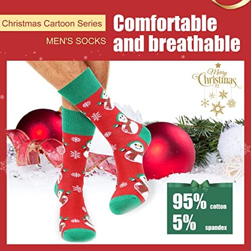 Božićne čarape za muškarce, 6 pakiranja muških božićnih čarapa, božićne čarape u američkoj veličini 6-13